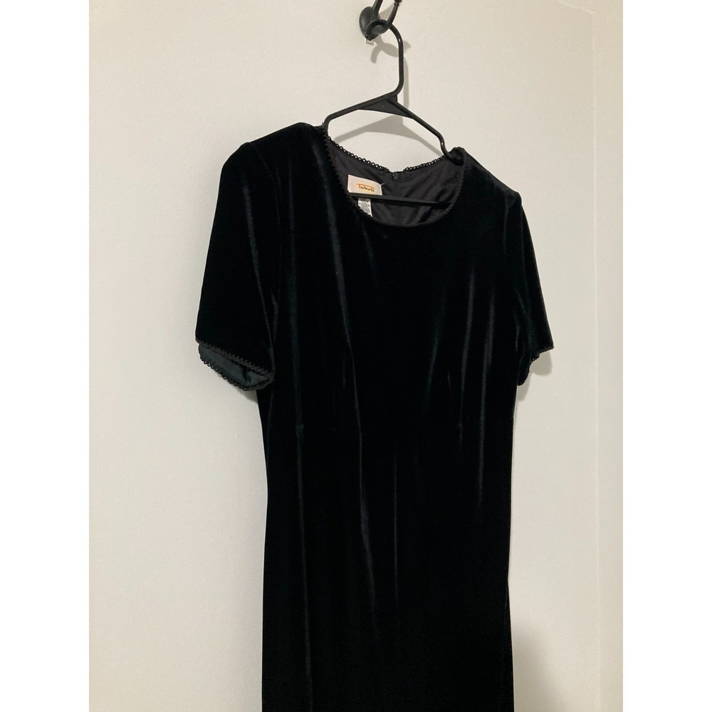 Talbots Velvet Sheath Dress Women 10 Black Midi Core Goth Classic Vintage 90s - Picture 6 of 11